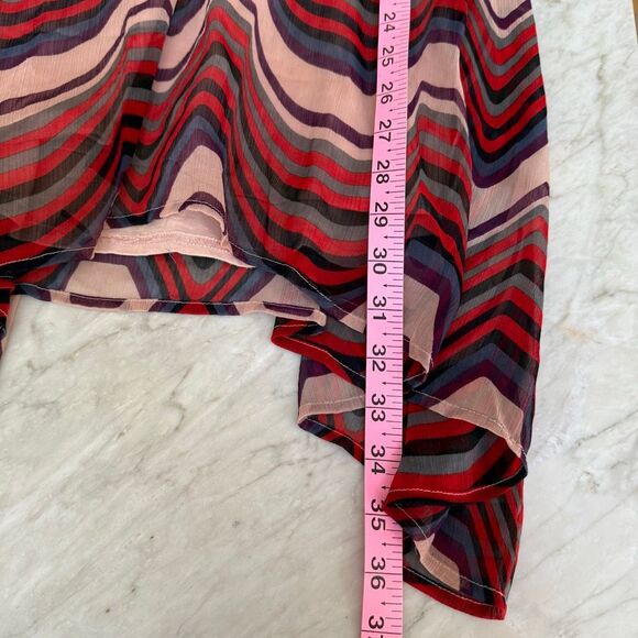 Free People Women Chiffon Tunic Top Mini Dress Size S Sequin Orange Pink - Picture 8 of 11